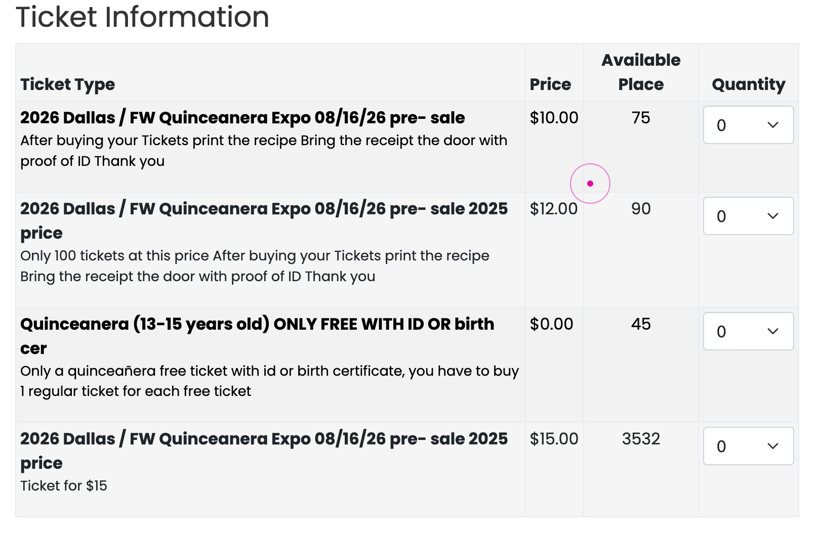 Tickets Price for 2026 Dallas tx Expo